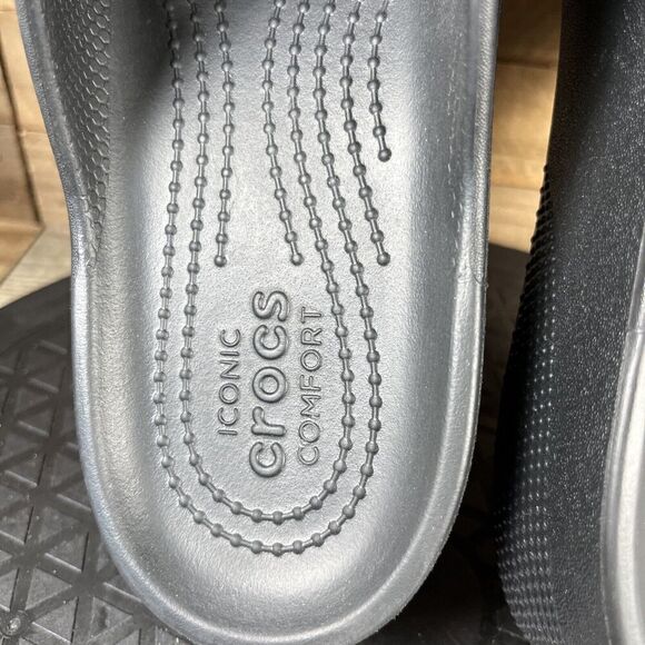 Crocs Sandals Womens Sz 7 Black Wide Strap Open Toe Platform Comfort Cushion - Picture 7 of 10